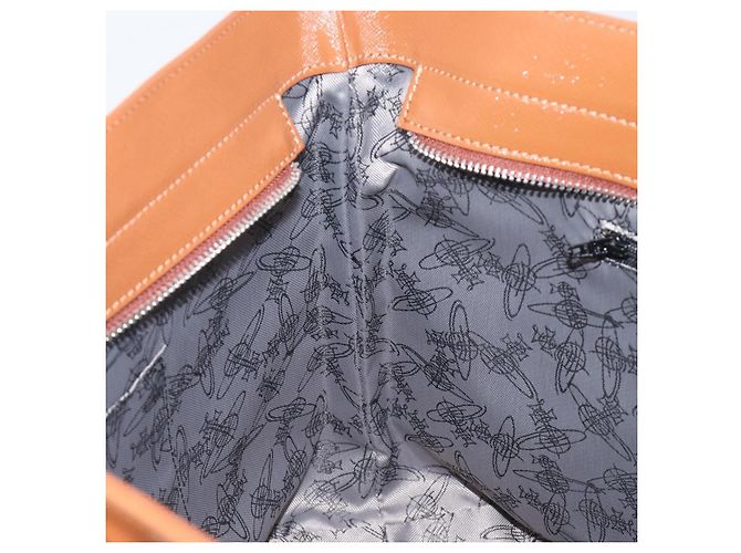 Borsa Tote Vivienne Westwood Pelle Marrone Argento Auth 207699A - vista 21