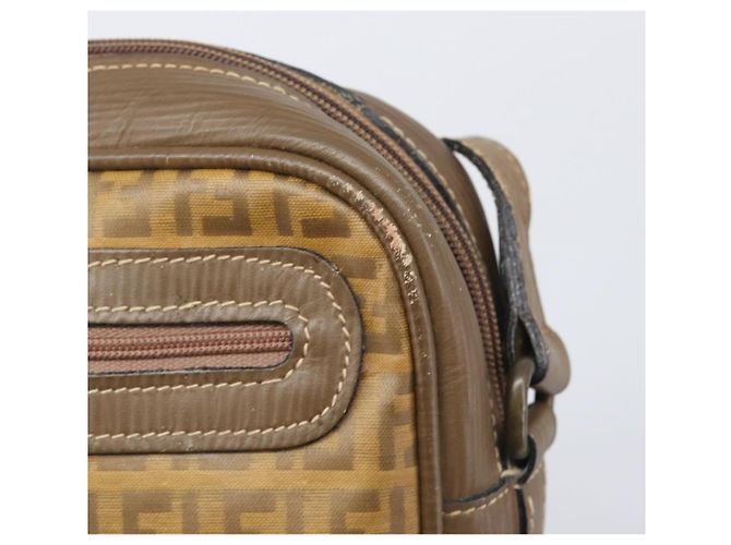 Borsa a tracolla FENDI Zucchino Canvas PVC Beige Auth 205232 - vista 10