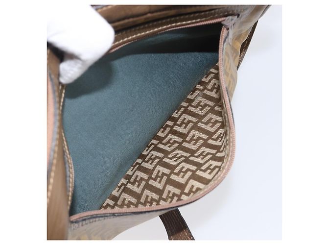 Borsa a tracolla FENDI Zucchino Canvas PVC Beige Auth 205232 - vista 12