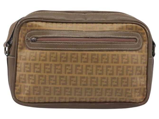Borsa a tracolla FENDI Zucchino Canvas PVC Beige Auth 205232 - vista 13