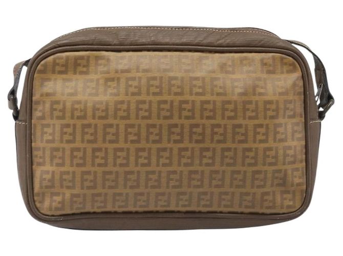 Borsa a tracolla FENDI Zucchino Canvas PVC Beige Auth 205232 - vista 2