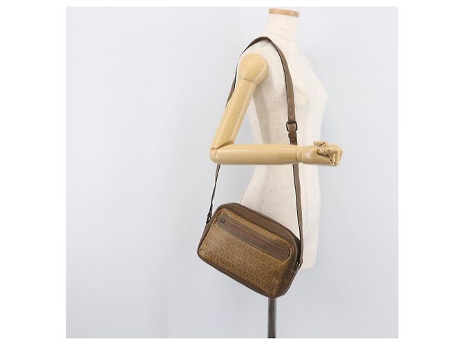Borsa a tracolla FENDI Zucchino Canvas PVC Beige Auth 205232 - vista 24