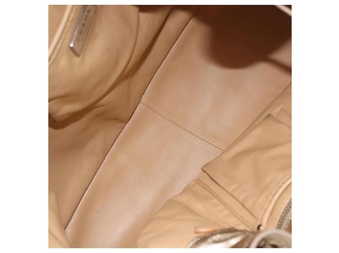 Tote Sac Cabas PRADA en Cuir Or Argent Auth 207552A Argenté Doré - vue 11
