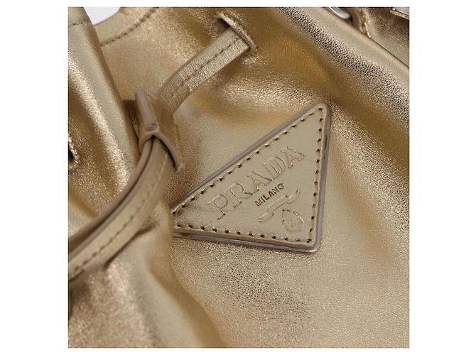 Tote Sac Cabas PRADA en Cuir Or Argent Auth 207552A Argenté Doré - vue 19