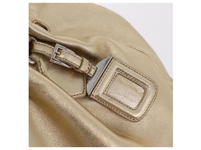 Tote Sac Cabas PRADA en Cuir Or Argent Auth 207552A Argenté Doré - vue 20