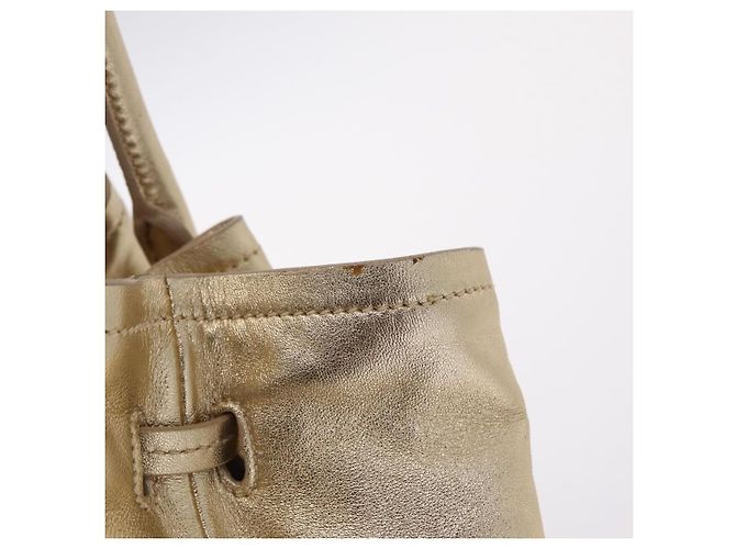 Tote Sac Cabas PRADA en Cuir Or Argent Auth 207552A Argenté Doré - vue 21
