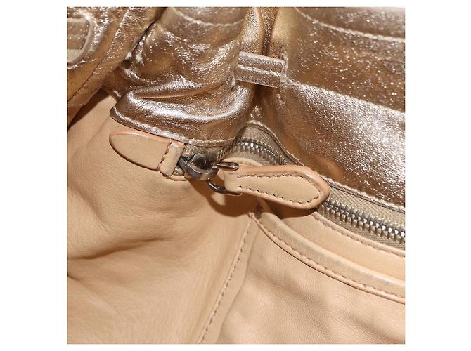 Tote Sac Cabas PRADA en Cuir Or Argent Auth 207552A Argenté Doré - vue 29