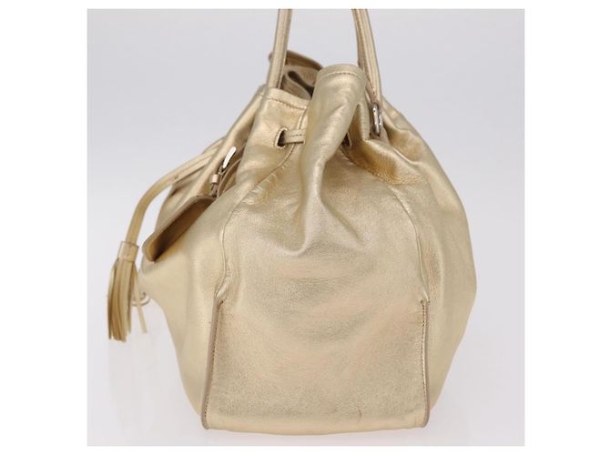 Tote Sac Cabas PRADA en Cuir Or Argent Auth 207552A Argenté Doré - vue 4