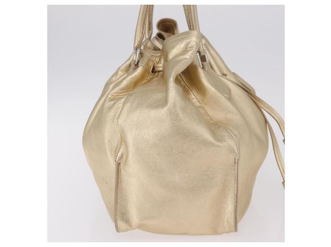 Tote Sac Cabas PRADA en Cuir Or Argent Auth 207552A Argenté Doré - vue 6
