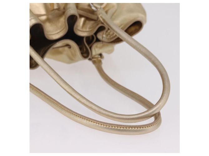 Tote Sac Cabas PRADA en Cuir Or Argent Auth 207552A Argenté Doré - vue 9