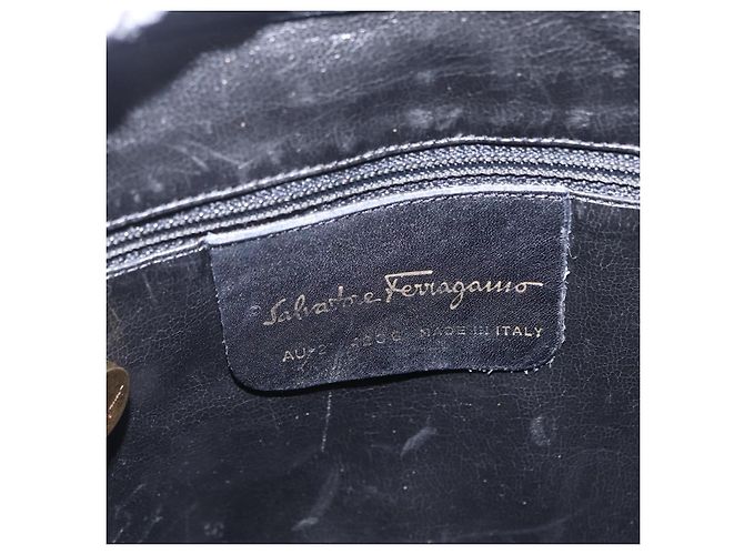 Borsa a tracolla Salvatore Ferragamo Canvas Black Gold Tone Auth bs37163 Nero - vista 12