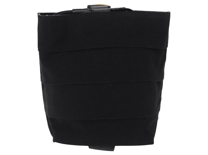 Borsa a tracolla Salvatore Ferragamo Canvas Black Gold Tone Auth bs37163 Nero - vista 2
