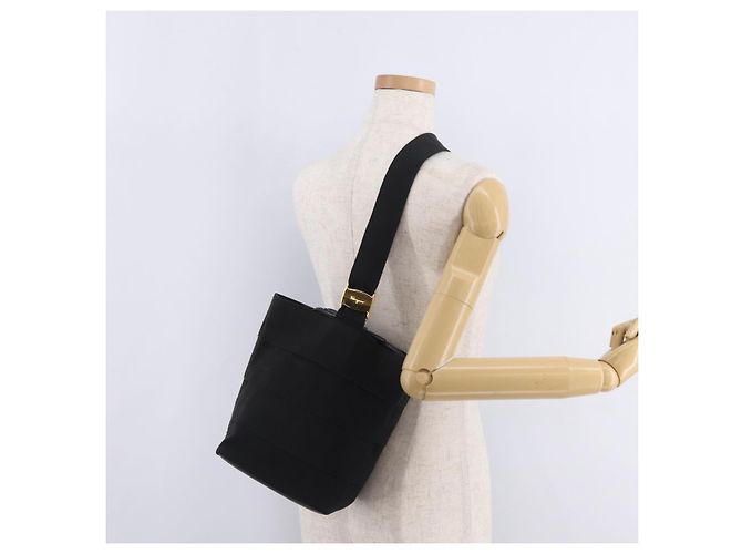 Borsa a tracolla Salvatore Ferragamo Canvas Black Gold Tone Auth bs37163 Nero - vista 22