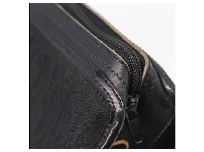 Borsa a tracolla Christian Dior Trotter Canvas Nera e Oro Auth ka6527A Nero - vista 11