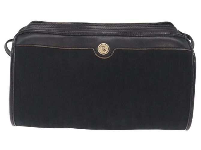 Borsa a tracolla Christian Dior Trotter Canvas Nera e Oro Auth ka6527A Nero - vista 13