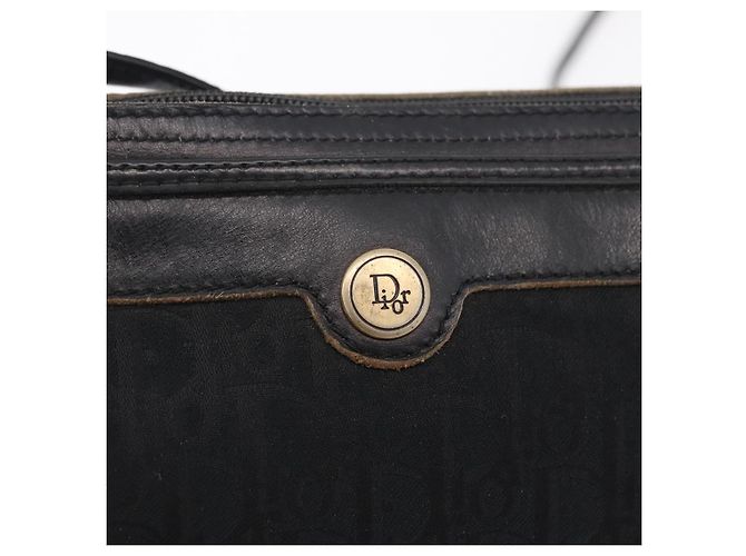Borsa a tracolla Christian Dior Trotter Canvas Nera e Oro Auth ka6527A Nero - vista 18