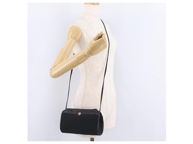 Borsa a tracolla Christian Dior Trotter Canvas Nera e Oro Auth ka6527A Nero - vista 23
