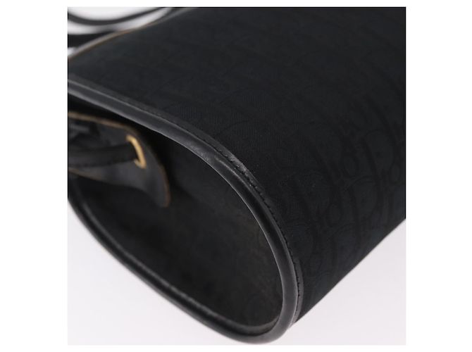 Borsa a tracolla Christian Dior Trotter Canvas Nera e Oro Auth ka6527A Nero - vista 9