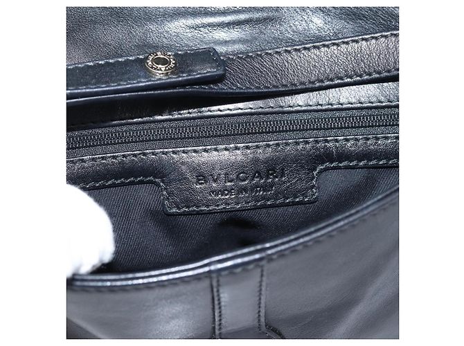 Bulgari Borsa a tracolla BVLGARI Chandra in pelle nera e oro autentica am12731V Nero D'oro - vista 18