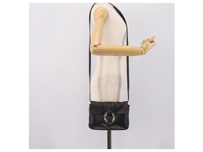 Bulgari Borsa a tracolla BVLGARI Chandra in pelle nera e oro autentica am12731V Nero D'oro - vista 22