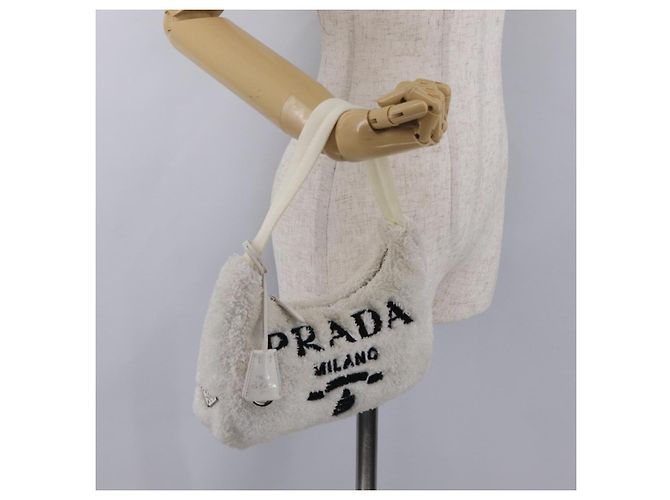 Sac à main pochette PRADA pile White Silver Auth 202515A Argenté Blanc - vue 26