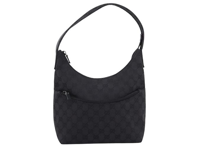 Borsa a tracolla GUCCI GG Canvas Nero Argento 001 3386 Auth 207352A - vista 13