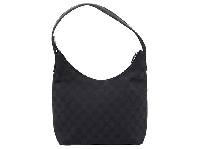 Borsa a tracolla GUCCI GG Canvas Nero Argento 001 3386 Auth 207352A - vista 2