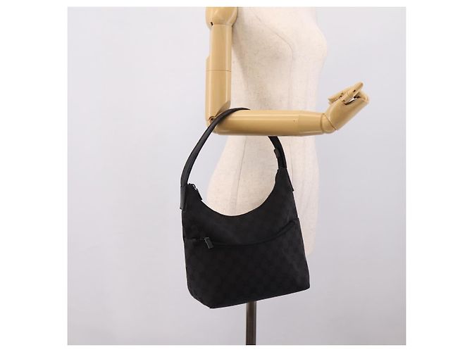 Borsa a tracolla GUCCI GG Canvas Nero Argento 001 3386 Auth 207352A - vista 24