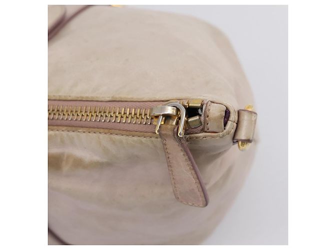 Borsa a mano Miu Miu in pelle beige tono oro Auth 167653 - vista 10