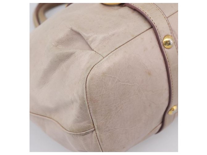 Borsa a mano Miu Miu in pelle beige tono oro Auth 167653 - vista 14