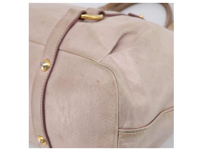 Borsa a mano Miu Miu in pelle beige tono oro Auth 167653 - vista 15