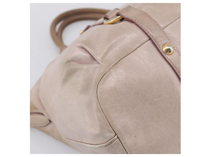 Borsa a mano Miu Miu in pelle beige tono oro Auth 167653 - vista 16