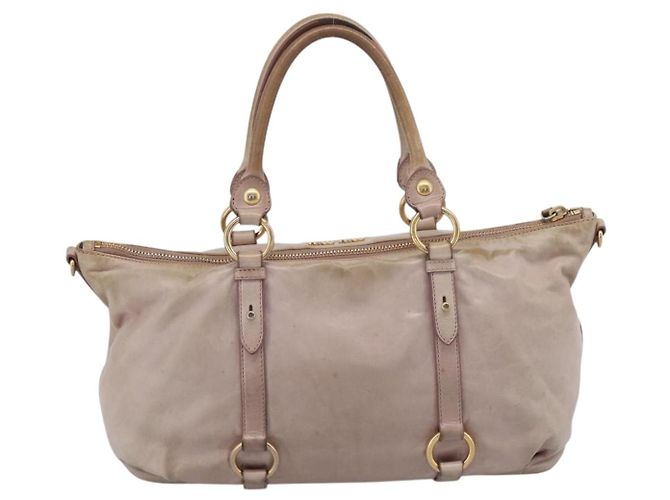 Borsa a mano Miu Miu in pelle beige tono oro Auth 167653 - vista 2