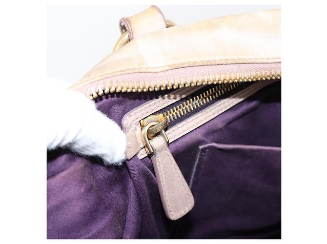 Borsa a mano Miu Miu in pelle beige tono oro Auth 167653 - vista 21