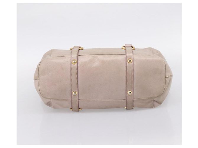 Borsa a mano Miu Miu in pelle beige tono oro Auth 167653 - vista 5
