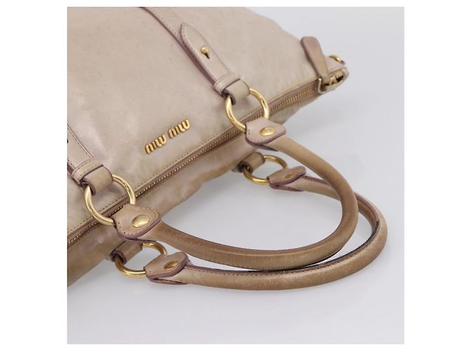 Borsa a mano Miu Miu in pelle beige tono oro Auth 167653 - vista 6