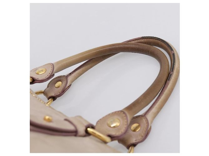 Borsa a mano Miu Miu in pelle beige tono oro Auth 167653 - vista 7