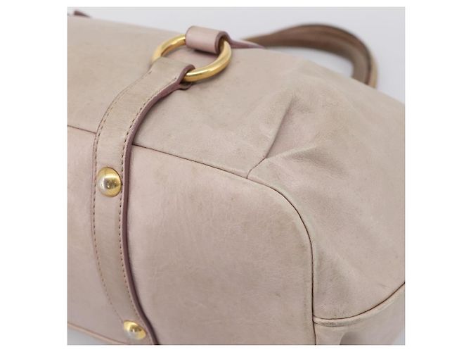 Borsa a mano Miu Miu in pelle beige tono oro Auth 167653 - vista 9
