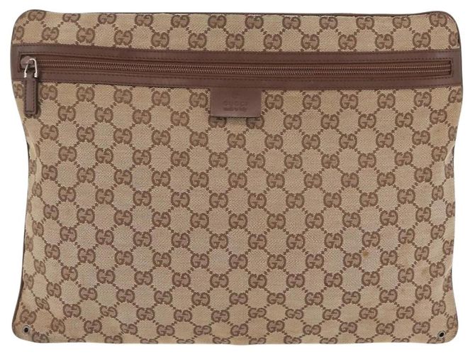 Borsa a Tracolla GUCCI GG Canvas Beige Silver 90477 Auth 206451 Argento - vista 13