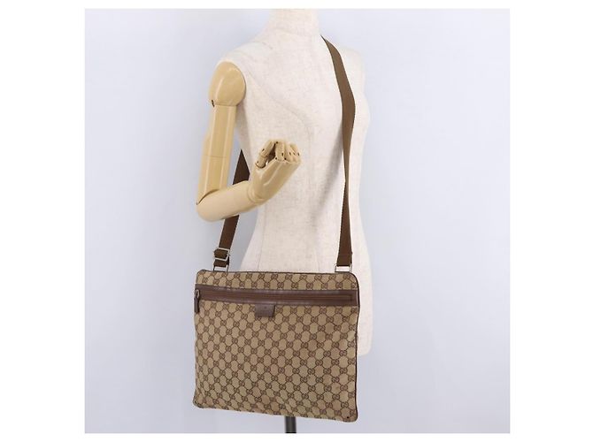 Borsa a Tracolla GUCCI GG Canvas Beige Silver 90477 Auth 206451 Argento - vista 28
