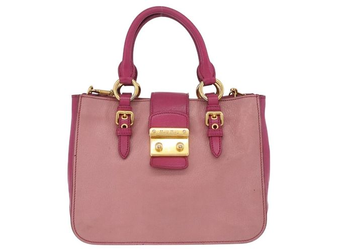 Borsa a mano Miu Miu Madras in pelle 2way Rosa Tono Oro Auth BA16083 - vista 13