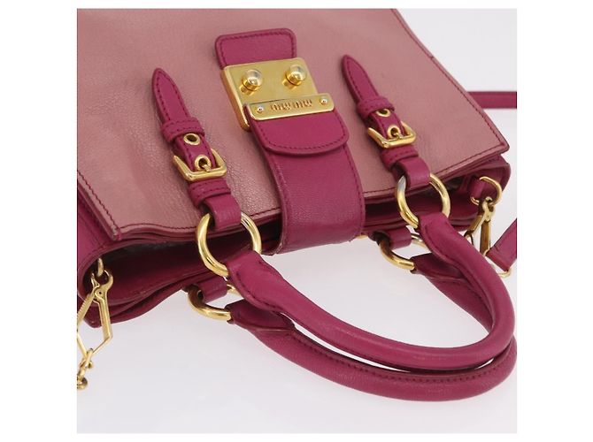 Borsa a mano Miu Miu Madras in pelle 2way Rosa Tono Oro Auth BA16083 - vista 14