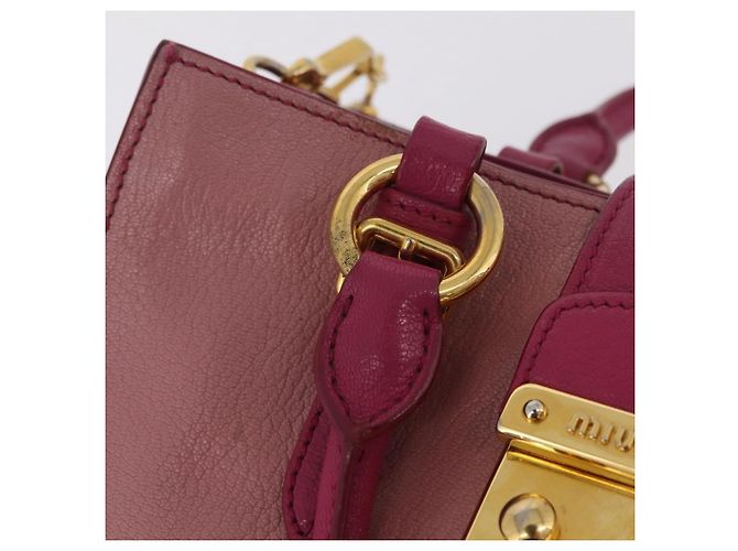 Borsa a mano Miu Miu Madras in pelle 2way Rosa Tono Oro Auth BA16083 - vista 17