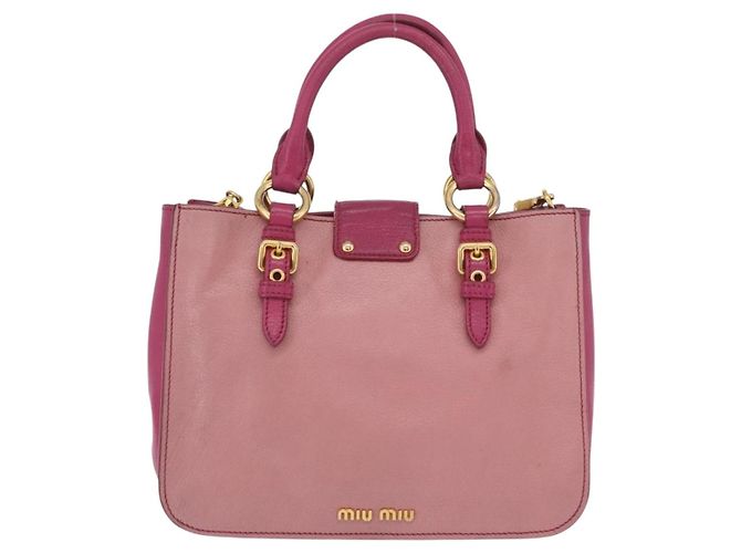 Borsa a mano Miu Miu Madras in pelle 2way Rosa Tono Oro Auth BA16083 - vista 2