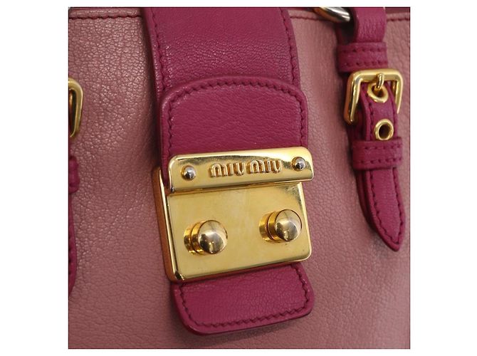 Borsa a mano Miu Miu Madras in pelle 2way Rosa Tono Oro Auth BA16083 - vista 28