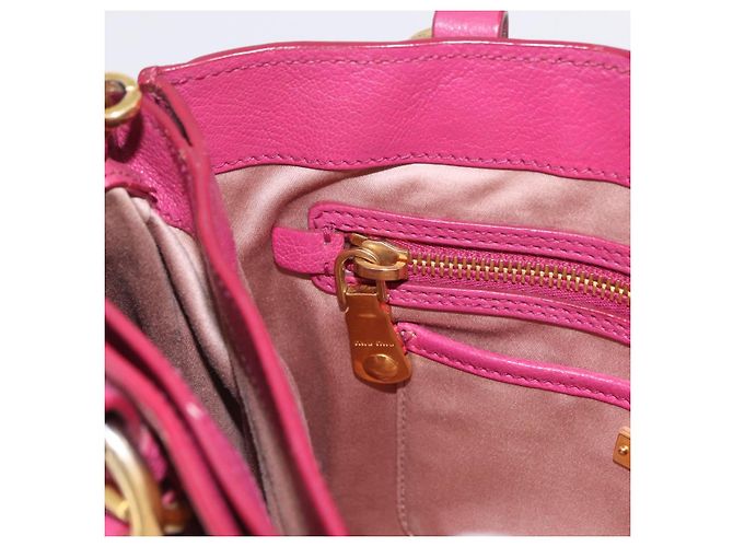 Borsa a mano Miu Miu Madras in pelle 2way Rosa Tono Oro Auth BA16083 - vista 36