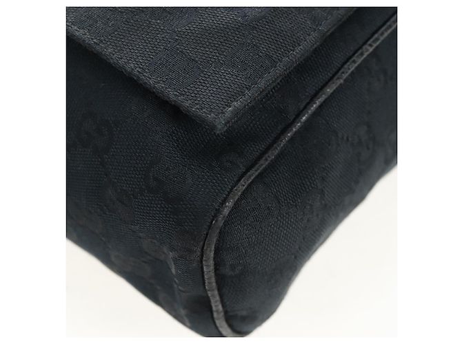 Bolsa de Ombro GUCCI GG Canvas Preta Prata 146236 Auth 205299V Preto - vista 17