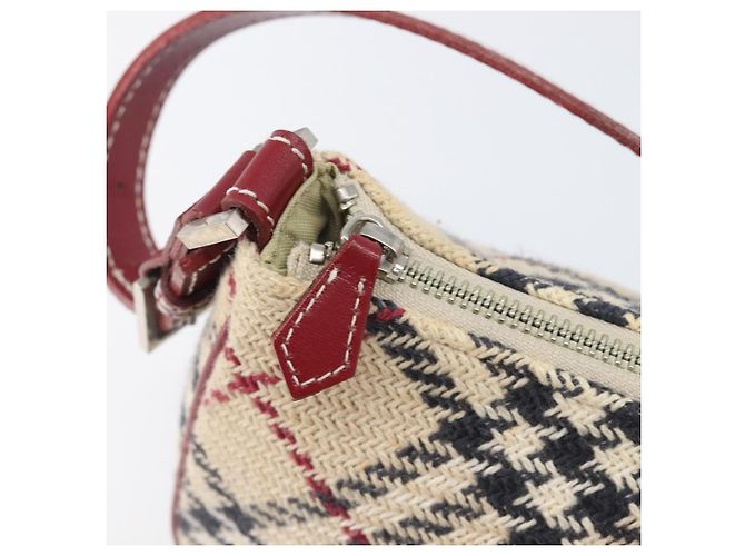 Borsa a mano BURBERRY Nova Check Blue Label Canvas Beige Silver Auth 205362V Argento - vista 10