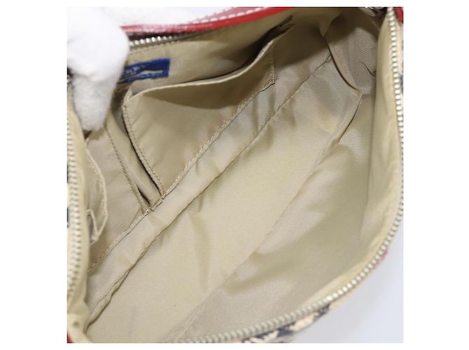 Borsa a mano BURBERRY Nova Check Blue Label Canvas Beige Silver Auth 205362V Argento - vista 12