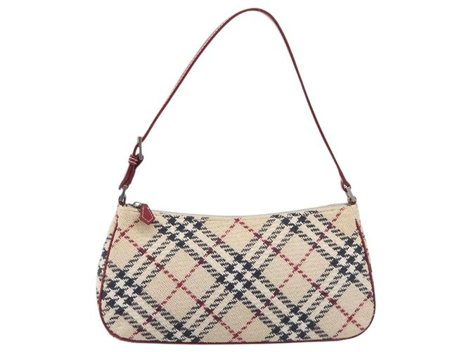 Borsa a mano BURBERRY Nova Check Blue Label Canvas Beige Silver Auth 205362V Argento - vista 13